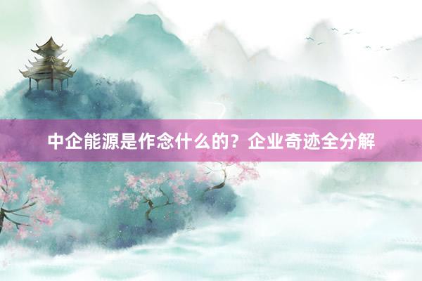 中企能源是作念什么的?企业奇迹全分解